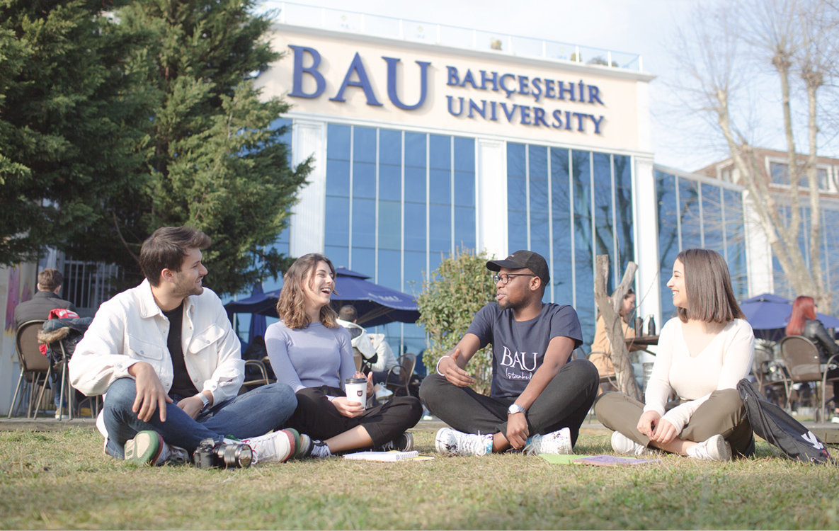 students sitting in bahcesehir unıversity in Turkey istanbul